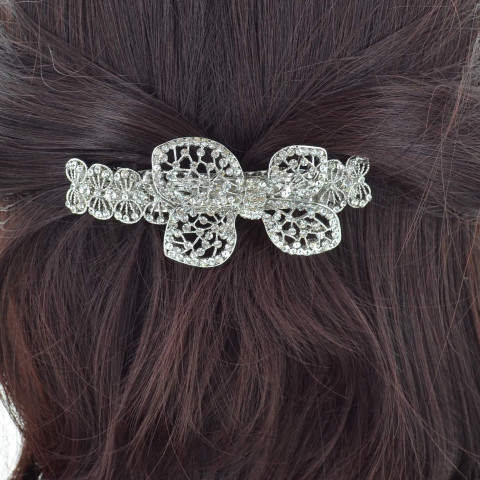 Sparkling Double Clip Crystal Bow Barrette Sparkling Double Clip Crystal Bow Barrette