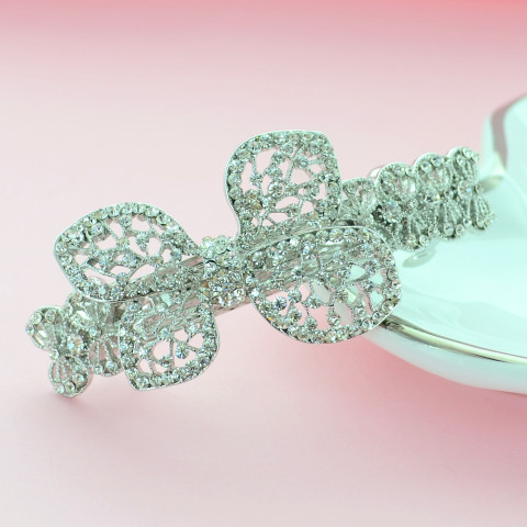 Sparkling Double Clip Crystal Bow Barrette Sparkling Double Clip Crystal Bow Barrette