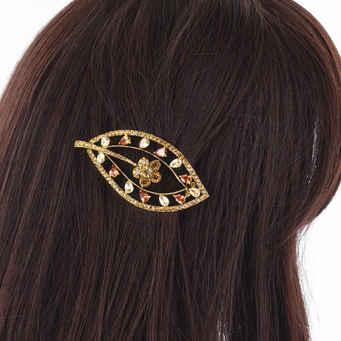 Luxurious Cubiczirconia Cutout Leaves Barrette Luxurious Cubiczirconia Cutout Leaves Barrette
