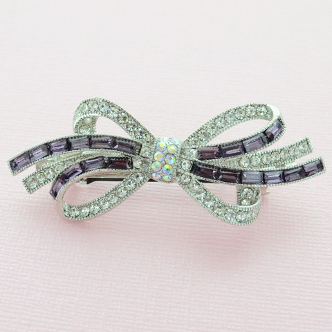 Crystal Bow Double Clip Barrette Crystal Bow Double Clip Barrette