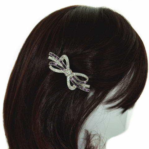 Crystal Bow Double Clip Barrette Crystal Bow Double Clip Barrette