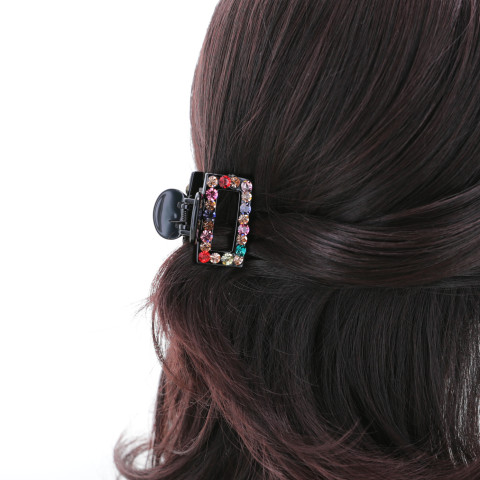 Crystal Rhinestone Rectangle Cutout Claw Clip Crystal Rhinestone Rectangle Cutout Claw Clip