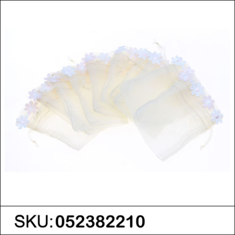 Daisy Embellished Sheer Organza Drawstring Bag Daisy Embellished Sheer Organza Drawstring Bag