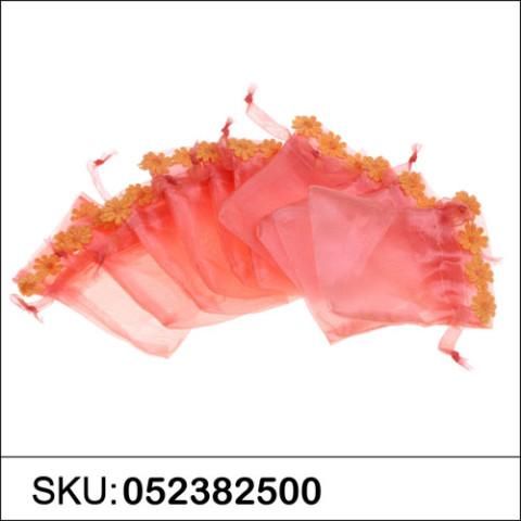 Daisy Embellished Sheer Organza Drawstring Bag Daisy Embellished Sheer Organza Drawstring Bag