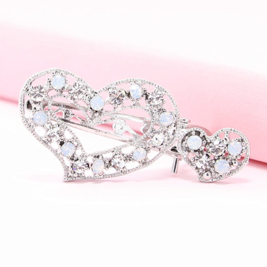 Rhinestone Alligator Heart Hair Clips
