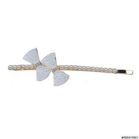 Elegant Faux Pearl Bow & Crystal Bobby Pin Elegant Faux Pearl Bow & Crystal Bobby Pin