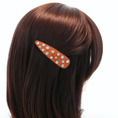 Faux Leather Rhinestone Snap Clip