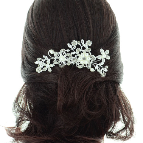 Crystal Flowers & Pearl Hair Comb Crystal Flowers & Pearl Hair Comb