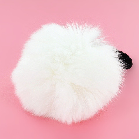 Genuine Rabbit Fur Pom Pom Ponytail Holder Genuine Rabbit Fur Pom Pom Ponytail Holder