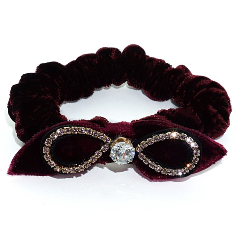 Silk Like Velvet Crystal Bow Ponytail Holder Silk Like Velvet Crystal Bow Ponytail Holder