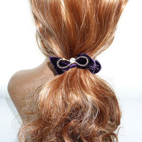 Silk Like Velvet Crystal Bow Ponytail Holder Silk Like Velvet Crystal Bow Ponytail Holder