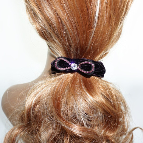 Silk Like Velvet Crystal Bow Ponytail Holder Silk Like Velvet Crystal Bow Ponytail Holder