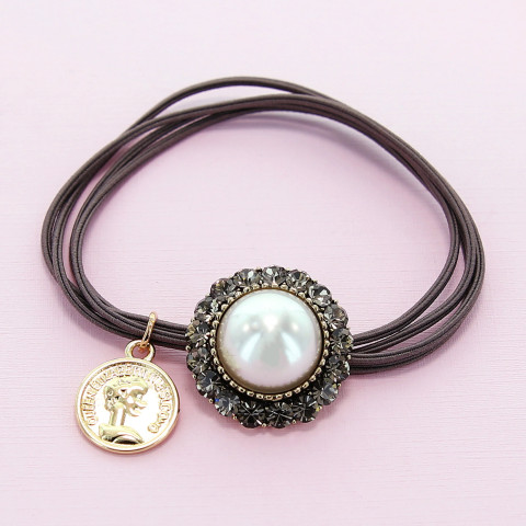 Crystal & Pearl Embellished Ponytail Holder Crystal & Pearl Embellished Ponytail Holder