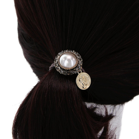 Crystal & Pearl Embellished Ponytail Holder Crystal & Pearl Embellished Ponytail Holder