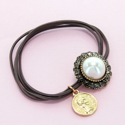 Crystal & Pearl Embellished Ponytail Holder Crystal & Pearl Embellished Ponytail Holder
