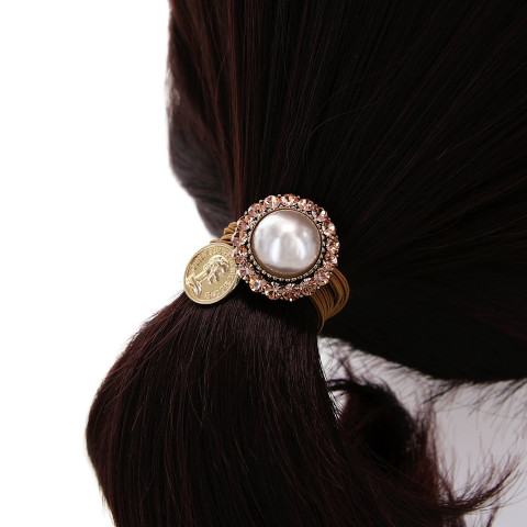 Crystal & Pearl Embellished Ponytail Holder