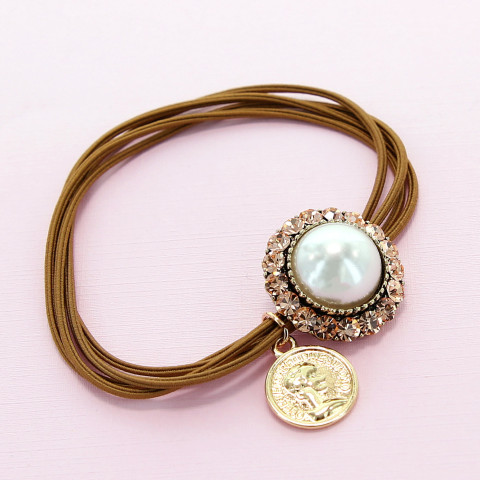 Crystal & Pearl Embellished Ponytail Holder