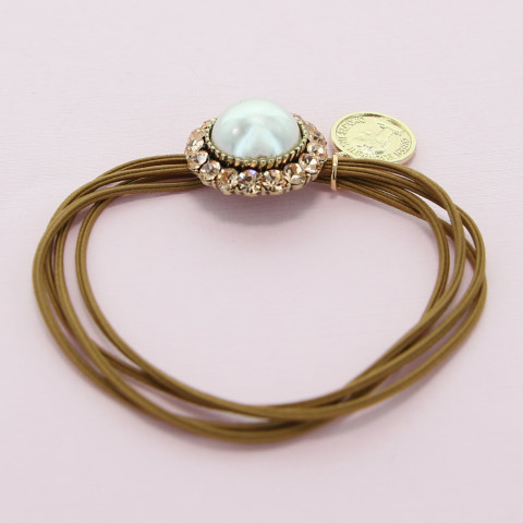 Crystal & Pearl Embellished Ponytail Holder