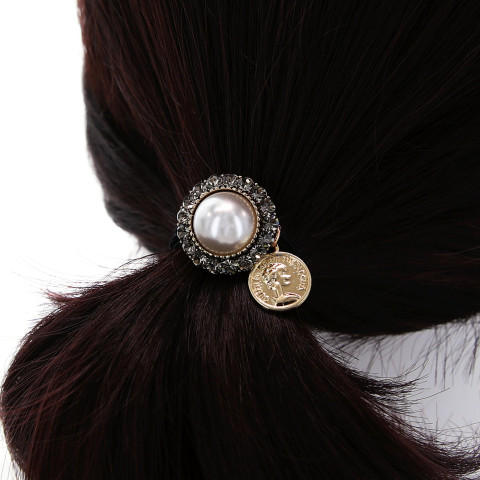 Crystal & Pearl Embellished Ponytail Holder Crystal & Pearl Embellished Ponytail Holder