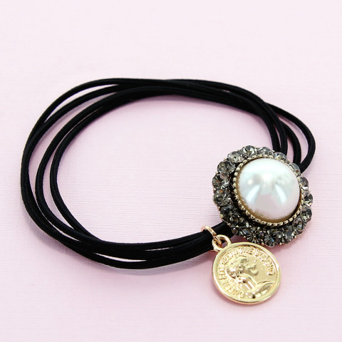 Crystal & Pearl Embellished Ponytail Holder Crystal & Pearl Embellished Ponytail Holder