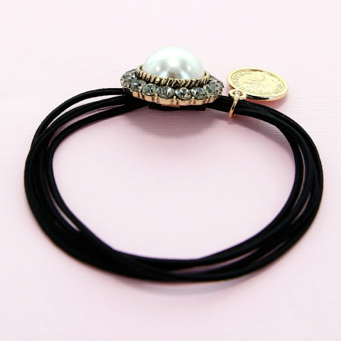 Crystal & Pearl Embellished Ponytail Holder Crystal & Pearl Embellished Ponytail Holder