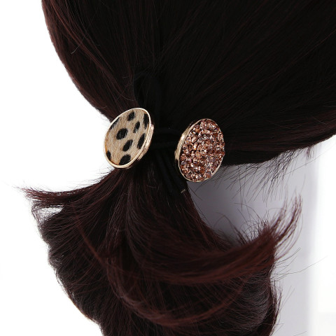 Crystal & Animal Print Ponytail Holder