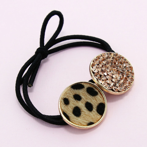 Crystal & Animal Print Ponytail Holder