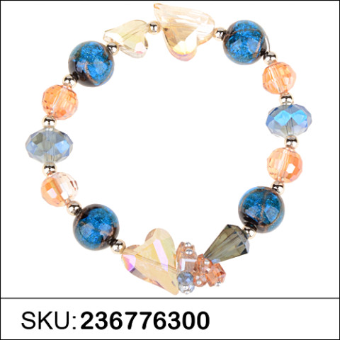 Crystal Heart & Beads Stretch Bracelet Crystal Heart & Beads Stretch Bracelet