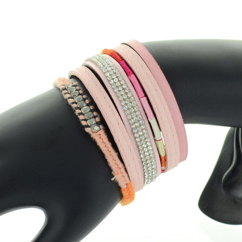 Leather & Crystal Multi-Strand Bracelet Leather & Crystal Multi-Strand Bracelet