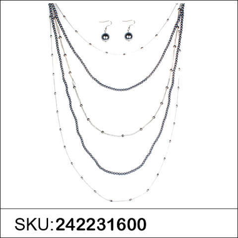 Necklace& Earr Set Gray Necklace& Earr Set Gray