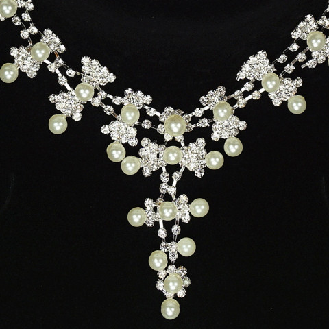 Rhinestone & Faux Pearl Evening Necklace Set Rhinestone & Faux Pearl Evening Necklace Set