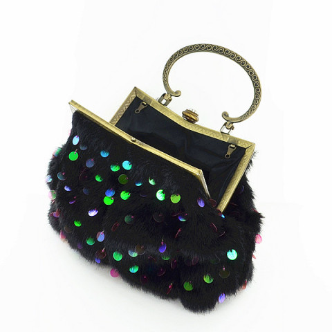 Faux Fur Sequin Embroidery Clutch Faux Fur Sequin Embroidery Clutch