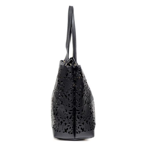 Cutout Faux Leather Tote & Pouch Cutout Faux Leather Tote & Pouch
