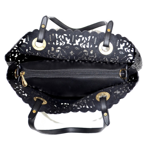 Cutout Faux Leather Tote & Pouch Cutout Faux Leather Tote & Pouch