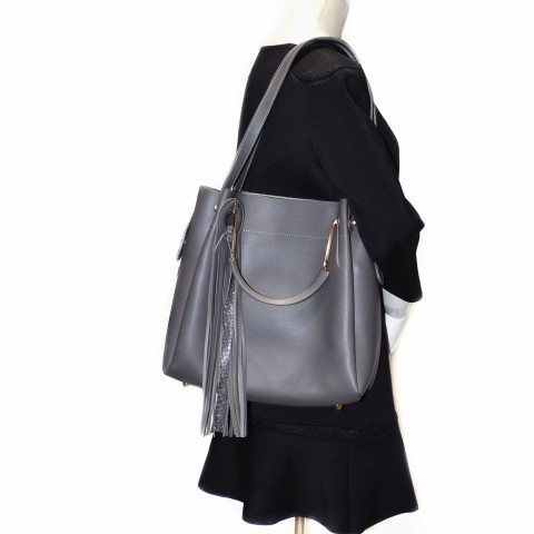 Removable Pouch Faux Leather Satchel Removable Pouch Faux Leather Satchel