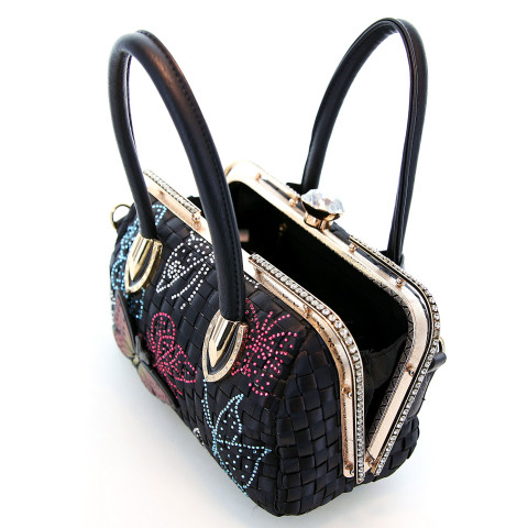 Top Carry Handles Buttrtfly Crystal Woven Bag Top Carry Handles Buttrtfly Crystal Woven Bag