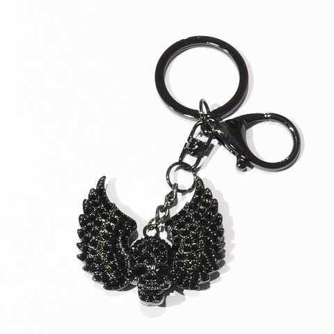 Crystal Flying Skull Bag Charm Crystal Flying Skull Bag Charm