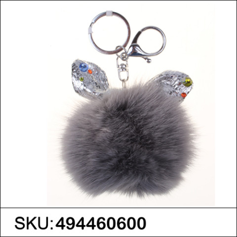 Little Rabbit Genuine Rabbit Fur Pom Pom Bag Charm Little Rabbit Genuine Rabbit Fur Pom Pom Bag Charm