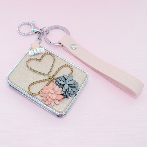Crystal & Flowers Compact Mirror Bag Charms Crystal & Flowers Compact Mirror Bag Charms