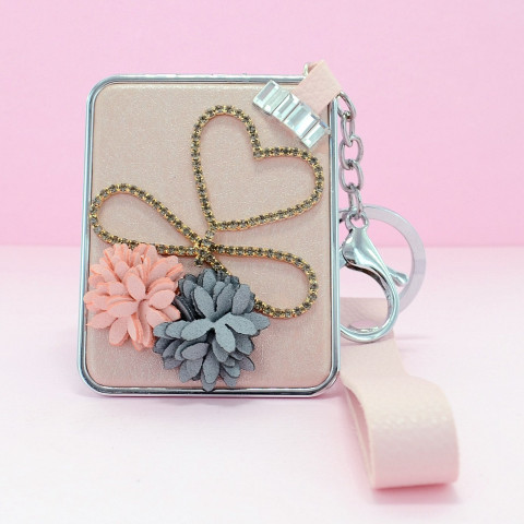 Crystal & Flowers Compact Mirror Bag Charms Crystal & Flowers Compact Mirror Bag Charms