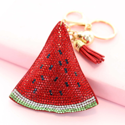 Glitter Crystal Watermelon Key Chain With Tassel Glitter Crystal Watermelon Key Chain With Tassel