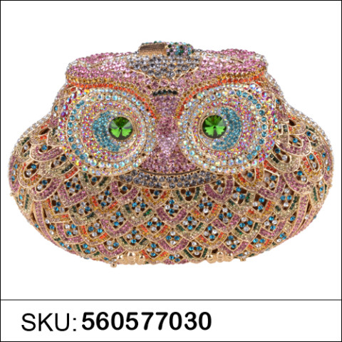 Crystal-Embellished Owl E, White Crystal-Embellished Owl E, White