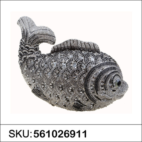 Crystal-Embellished Fish, Black Crystal-Embellished Fish, Black