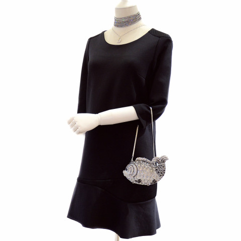 Crystal-Embellished Fish, Black Crystal-Embellished Fish, Black