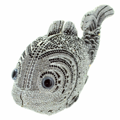 Crystal-Embellished Fish, Black Crystal-Embellished Fish, Black