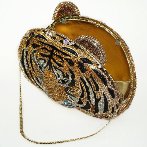 Crystal-Embellished Tiger Head Evening Clutch Crystal-Embellished Tiger Head Evening Clutch