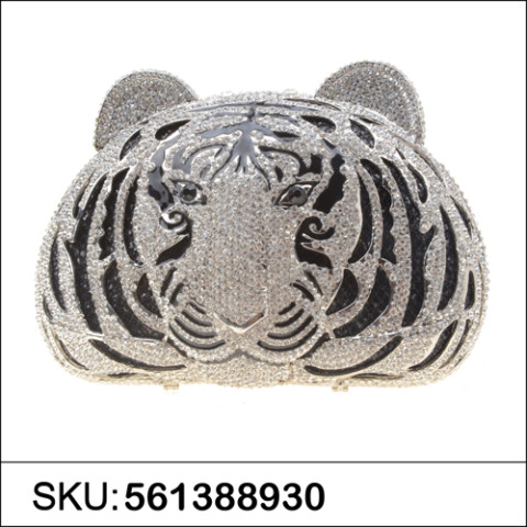 Crystal-Embellished Tiger Head Evening Clutch Crystal-Embellished Tiger Head Evening Clutch