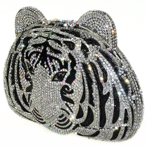 Crystal-Embellished Tiger Head Evening Clutch Crystal-Embellished Tiger Head Evening Clutch