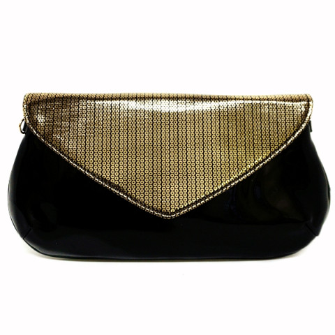Metallic Faux Patent Leather Clutch Metallic Faux Patent Leather Clutch