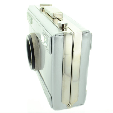 Camera Faux Patent Leathe, Silver Camera Faux Patent Leathe, Silver